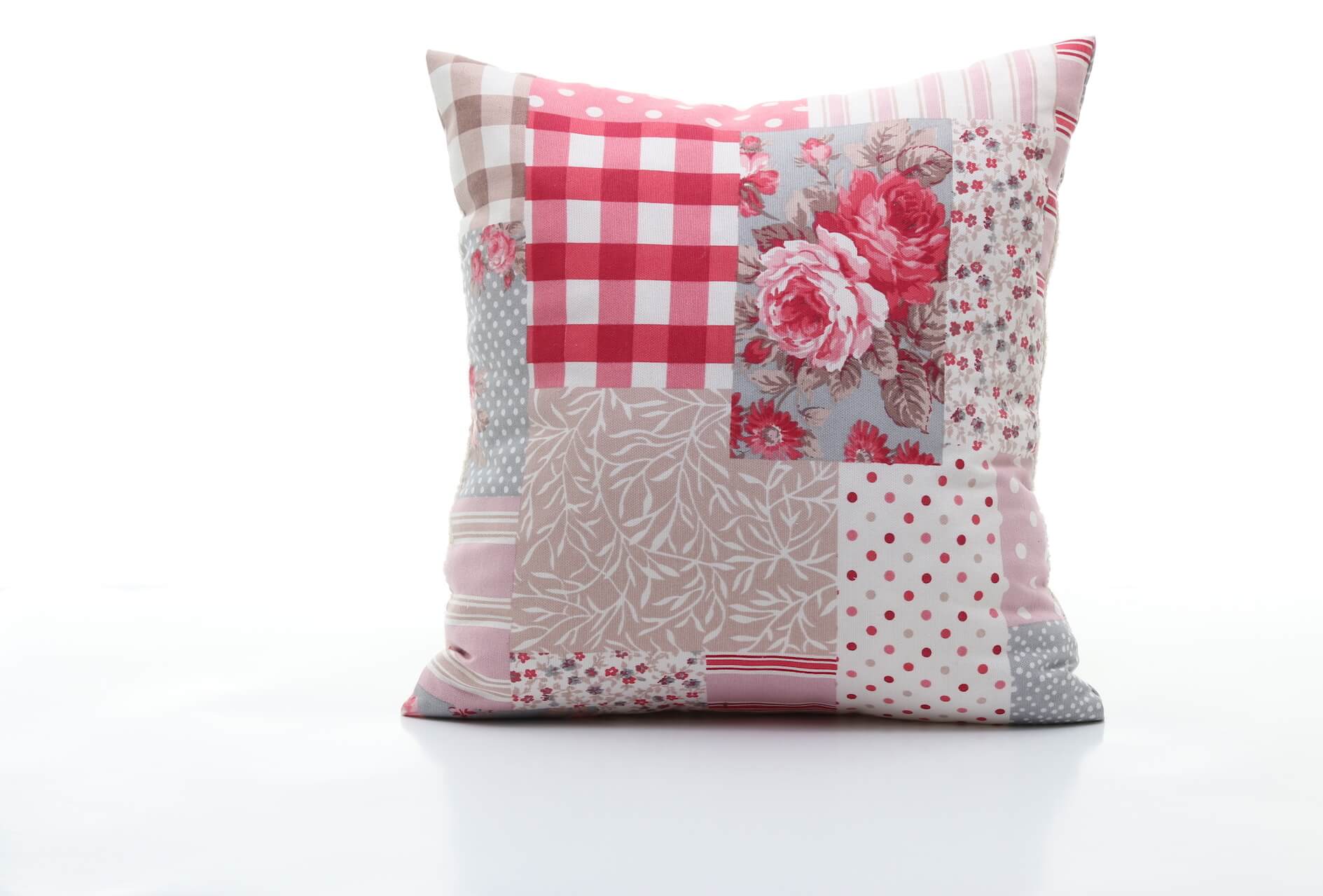 Handmade decorative pillow with floral print